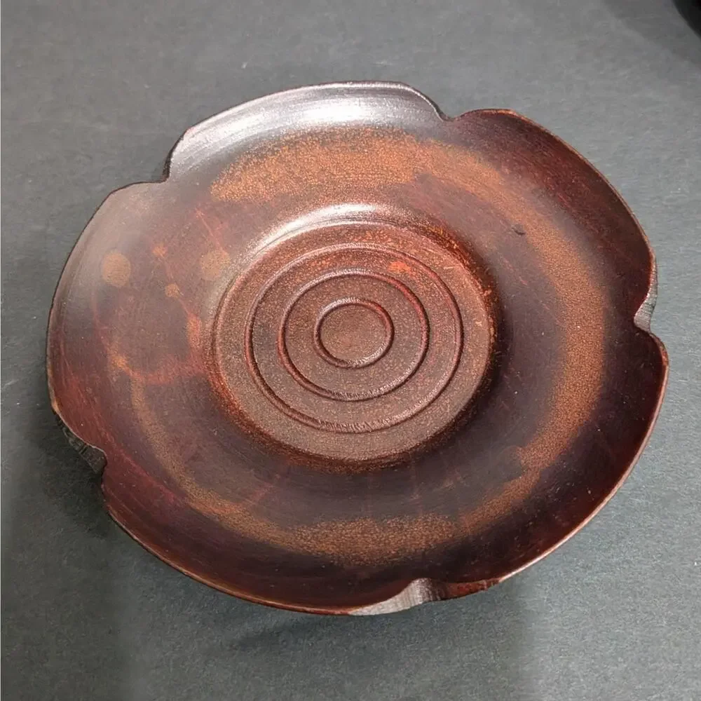 Vintage Japanese Wooden Chataku Tea Coasters Saucers Set of 5 Flower Shape 4